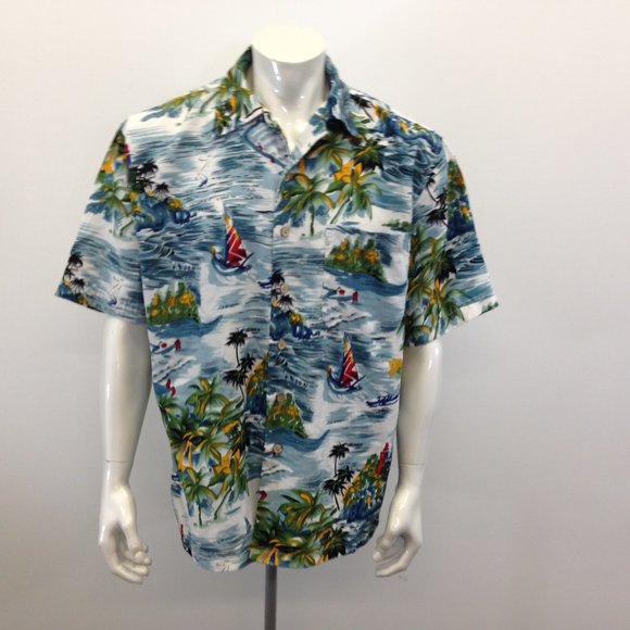 Maui Maui Men's Large Hawaiian Shirt Sailing Beach - Picture 4 of 7